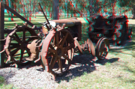 Rusting Rusty Plough Tractor Sculpture 3D Anaglyph